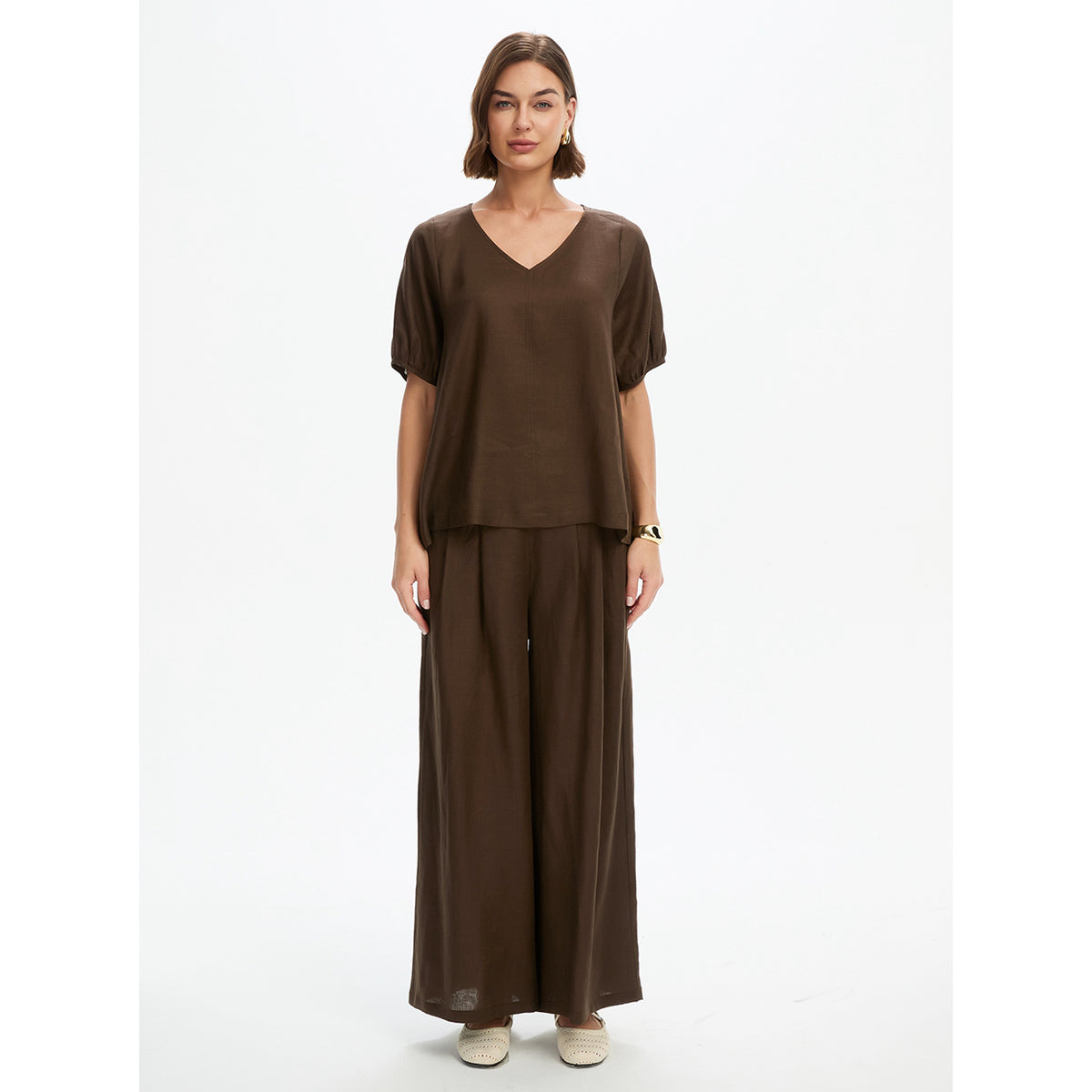 Bishop Sleeve Top Chocolate