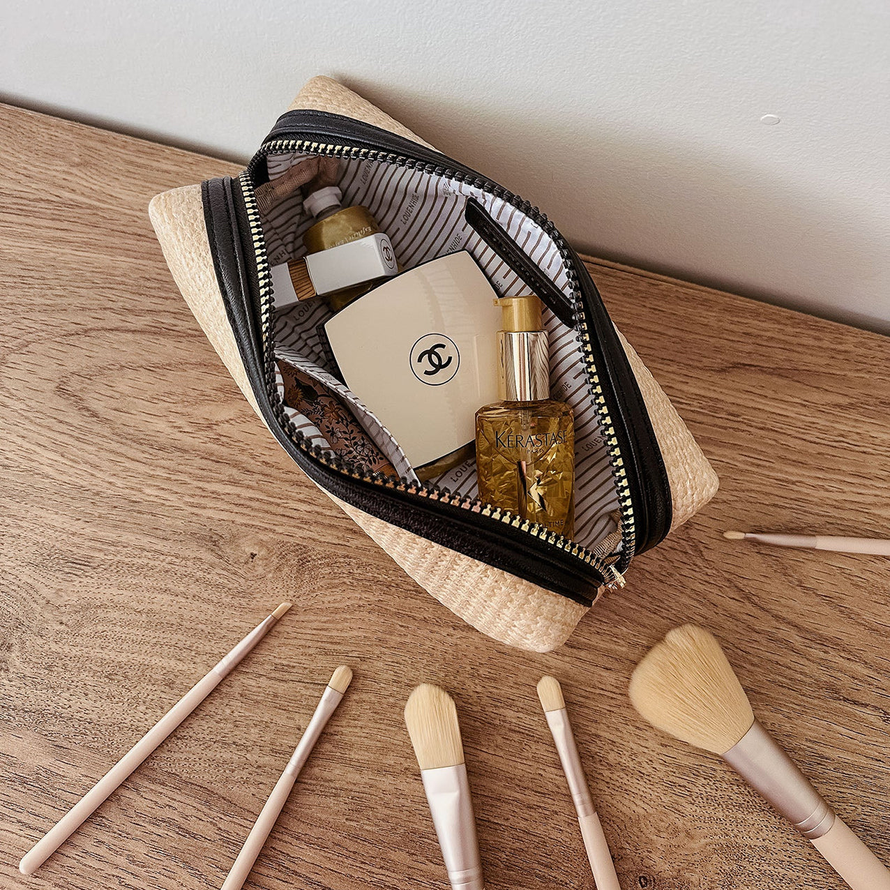 Brianna Make Bag Natural/Black