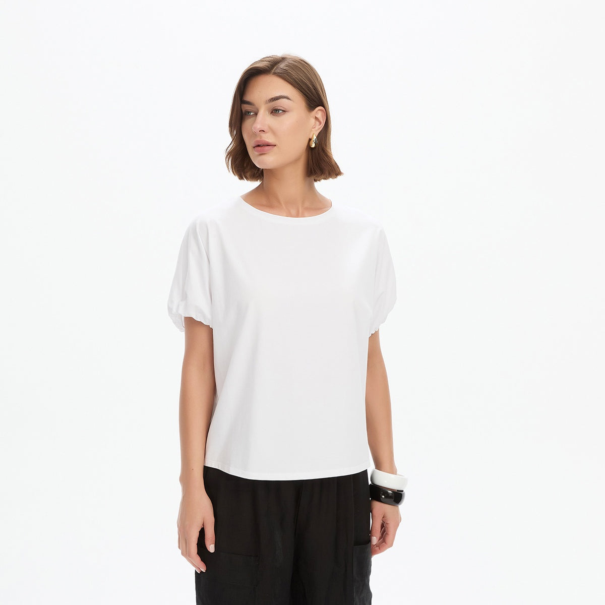 Bubble Sleeve Tee White
