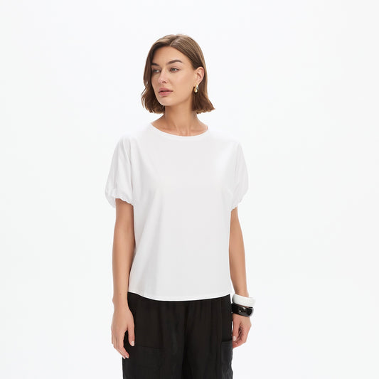 Bubble Sleeve Tee White