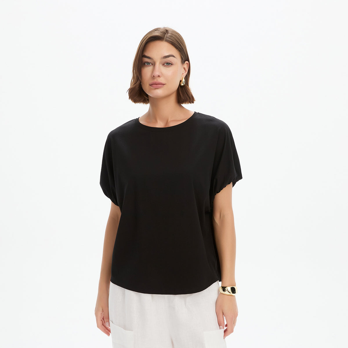 Bubble Sleeve Tee Black