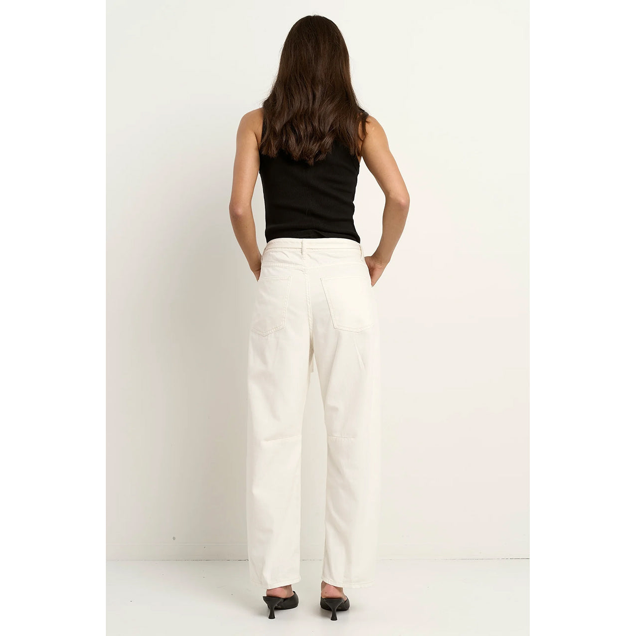 Campus Ecru Tie Waist Barrel Jeans