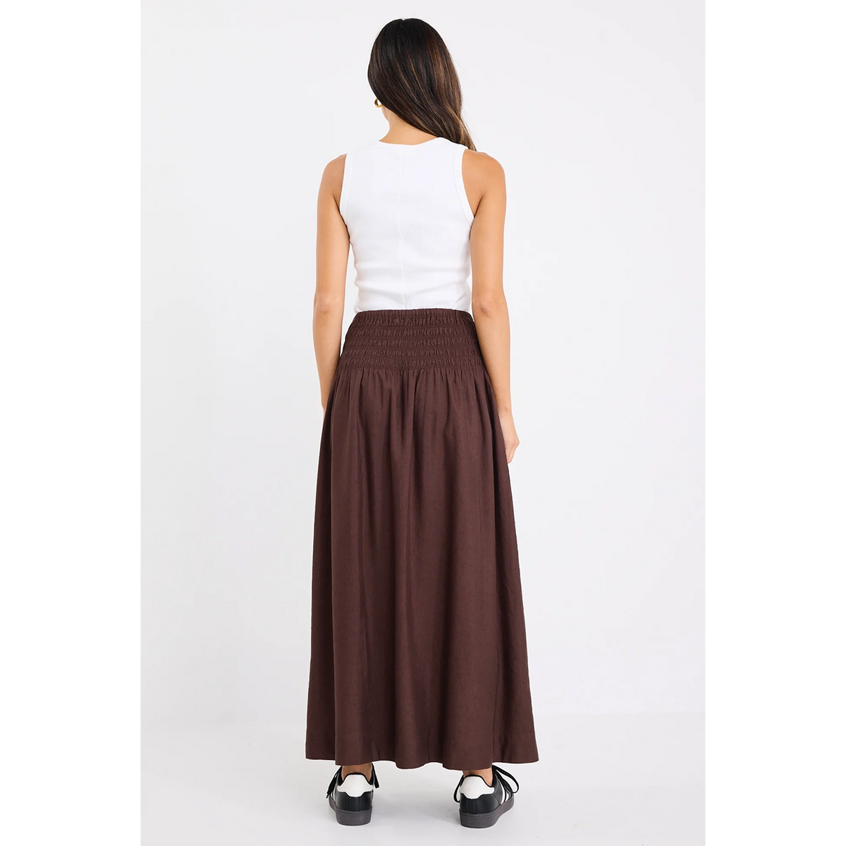 Byron Chocolate Linen Blend Maxi Skirt