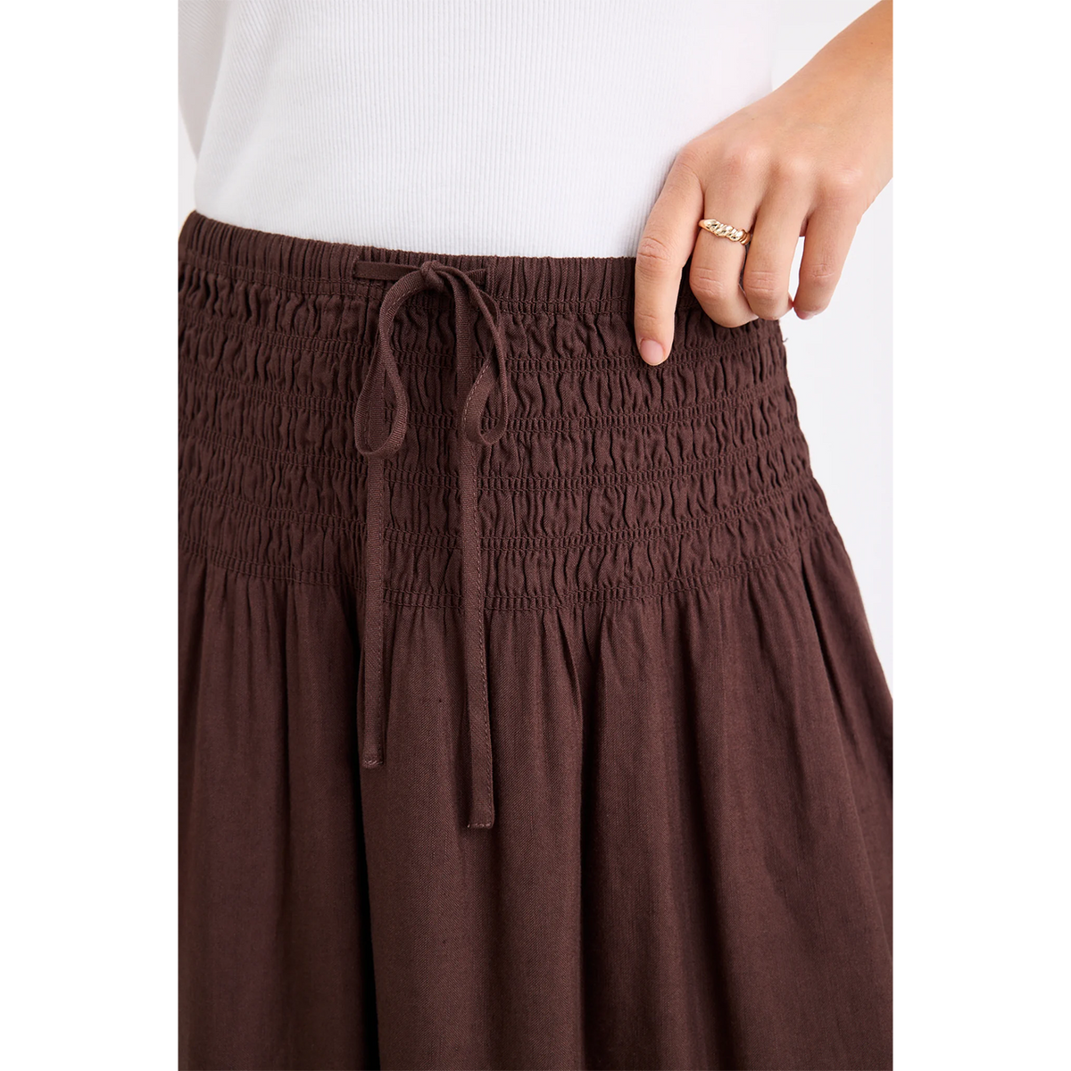 Byron Chocolate Linen Blend Maxi Skirt