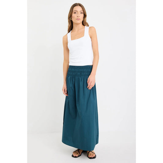 Entourage Petrol Shirred Waist Skirt