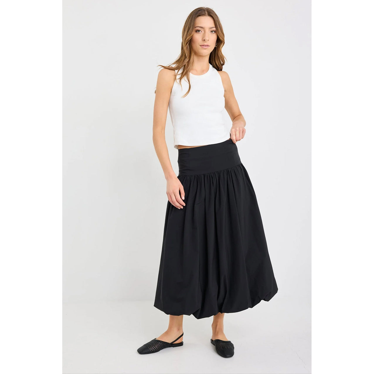 Intensity Black Bubble Midi Skirt