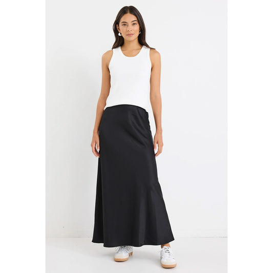 Prodigy Black Satin Maxi Skirt