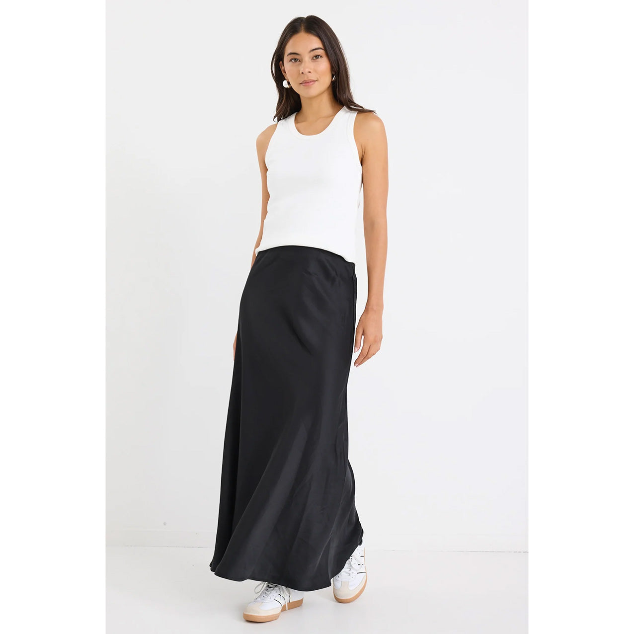 Prodigy Black Satin Maxi Skirt