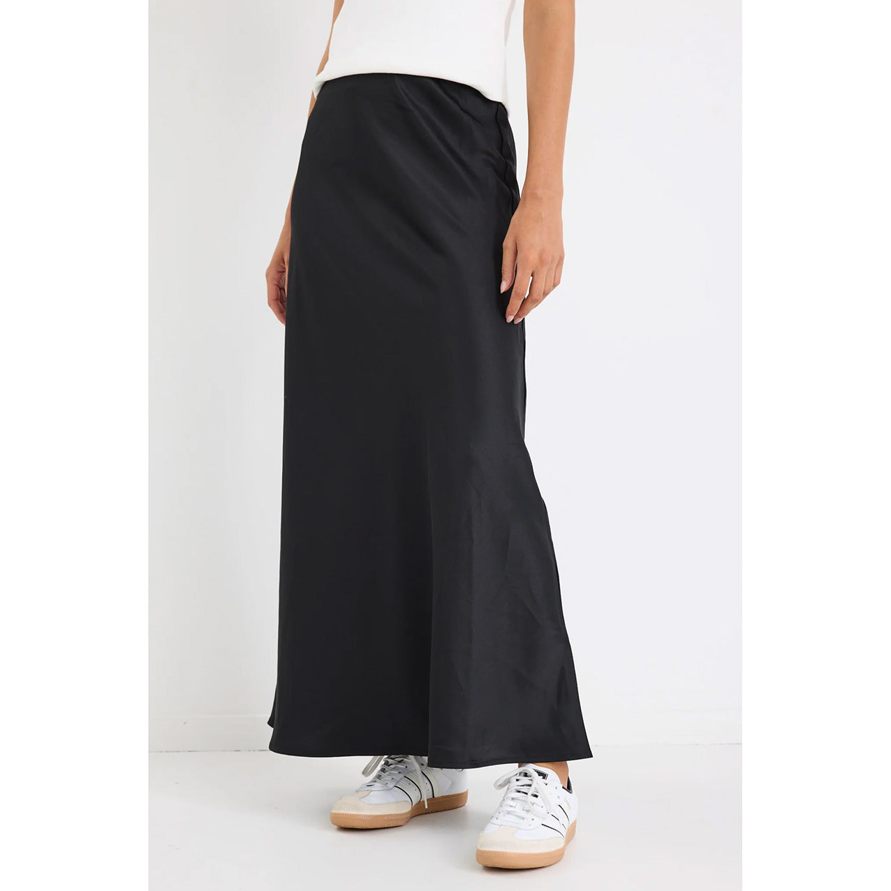 Prodigy Black Satin Maxi Skirt