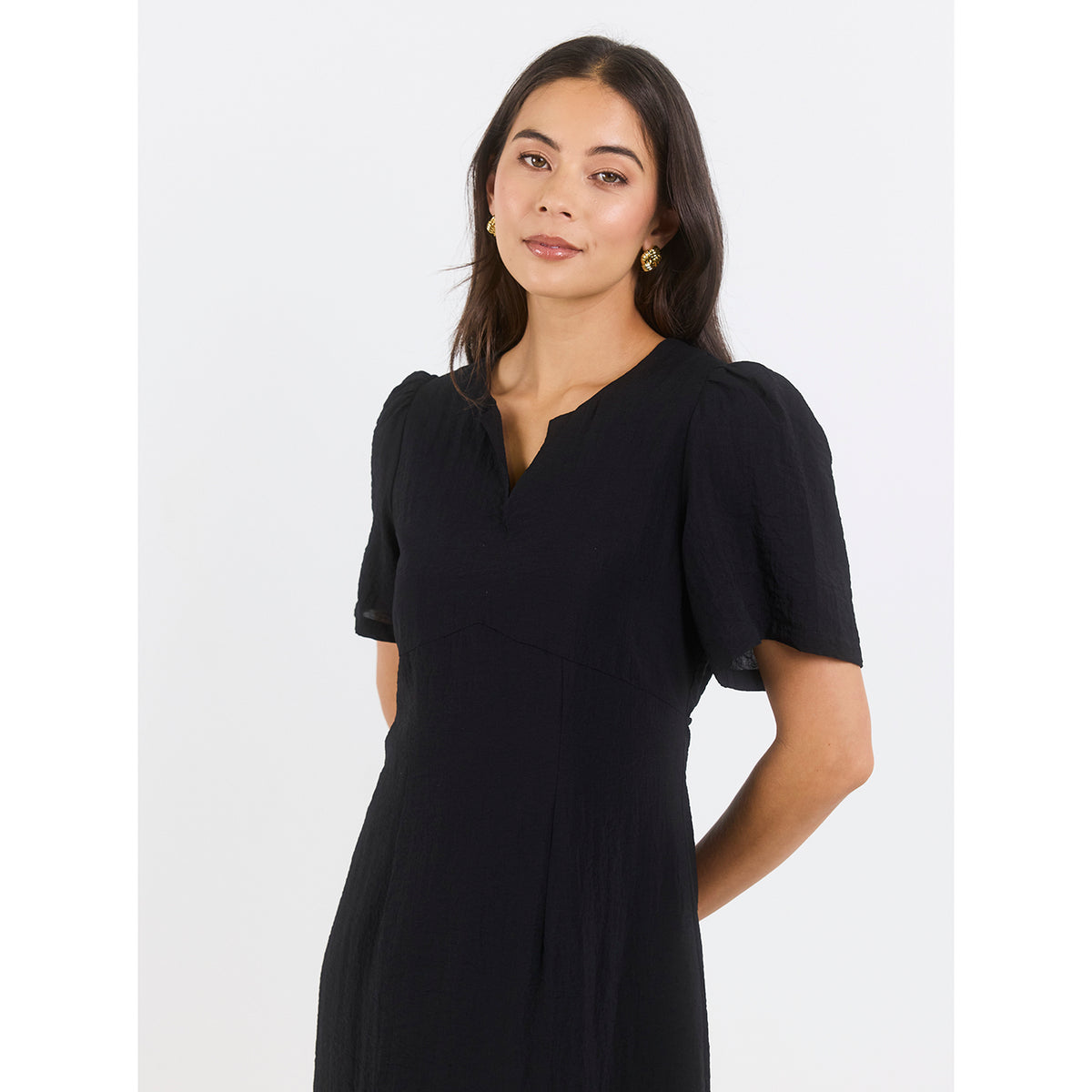 Commend Black Texture Maxi Dress