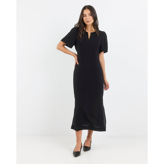 Commend Black Texture Maxi Dress