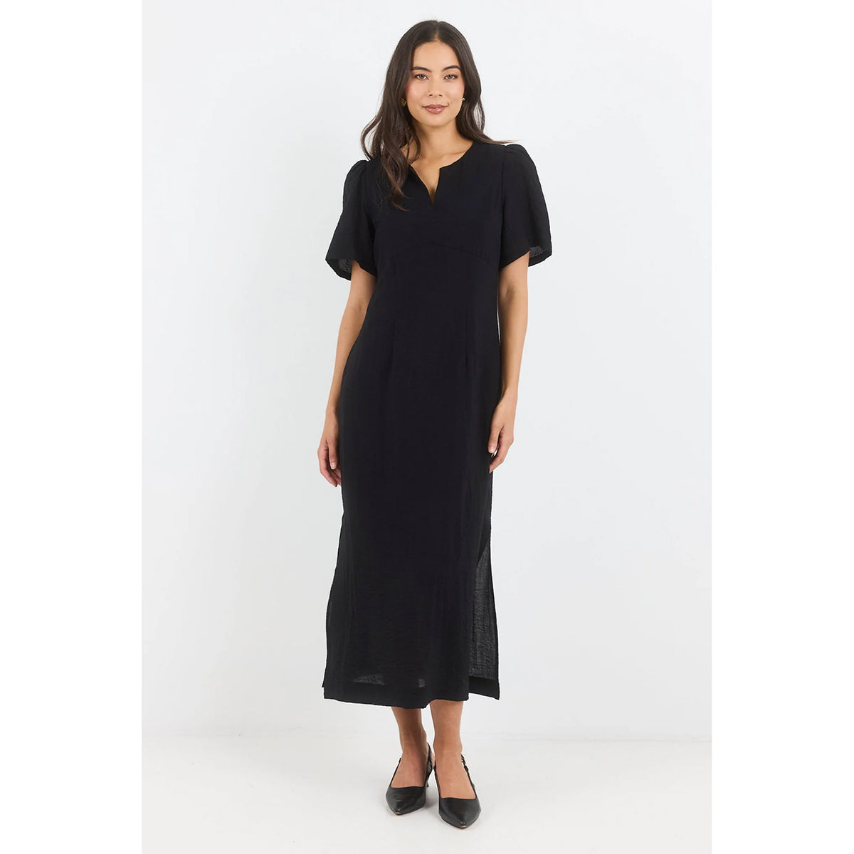 Commend Black Texture Maxi Dress