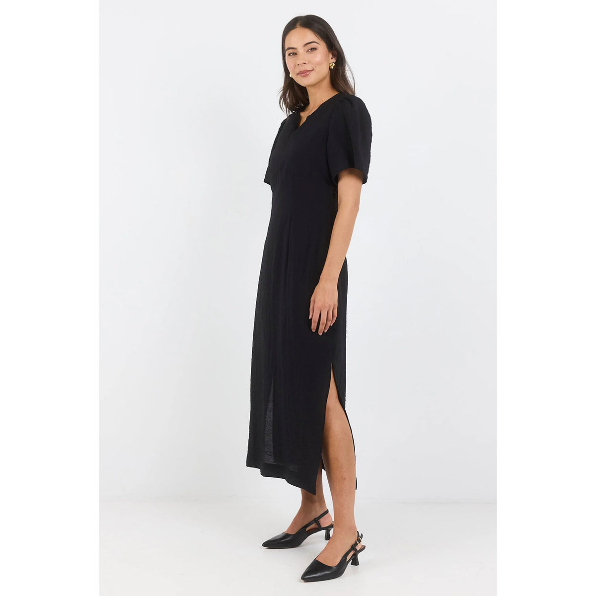 Commend Black Texture Maxi Dress