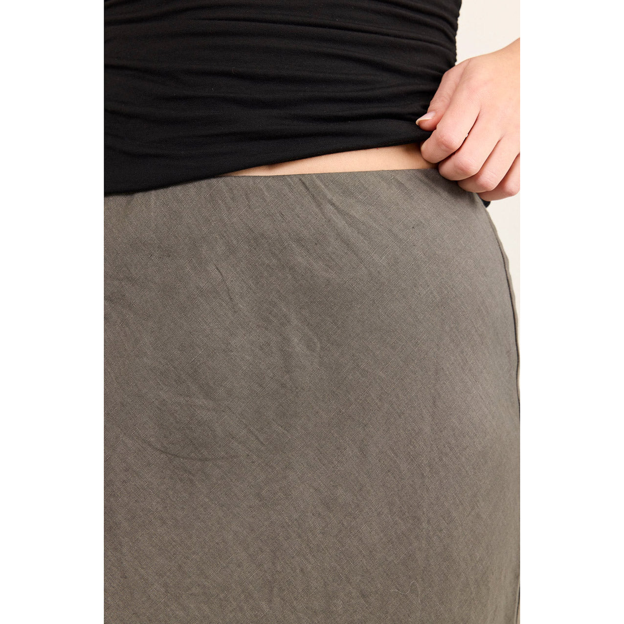 Bliss Dark Olive Linen Skirt
