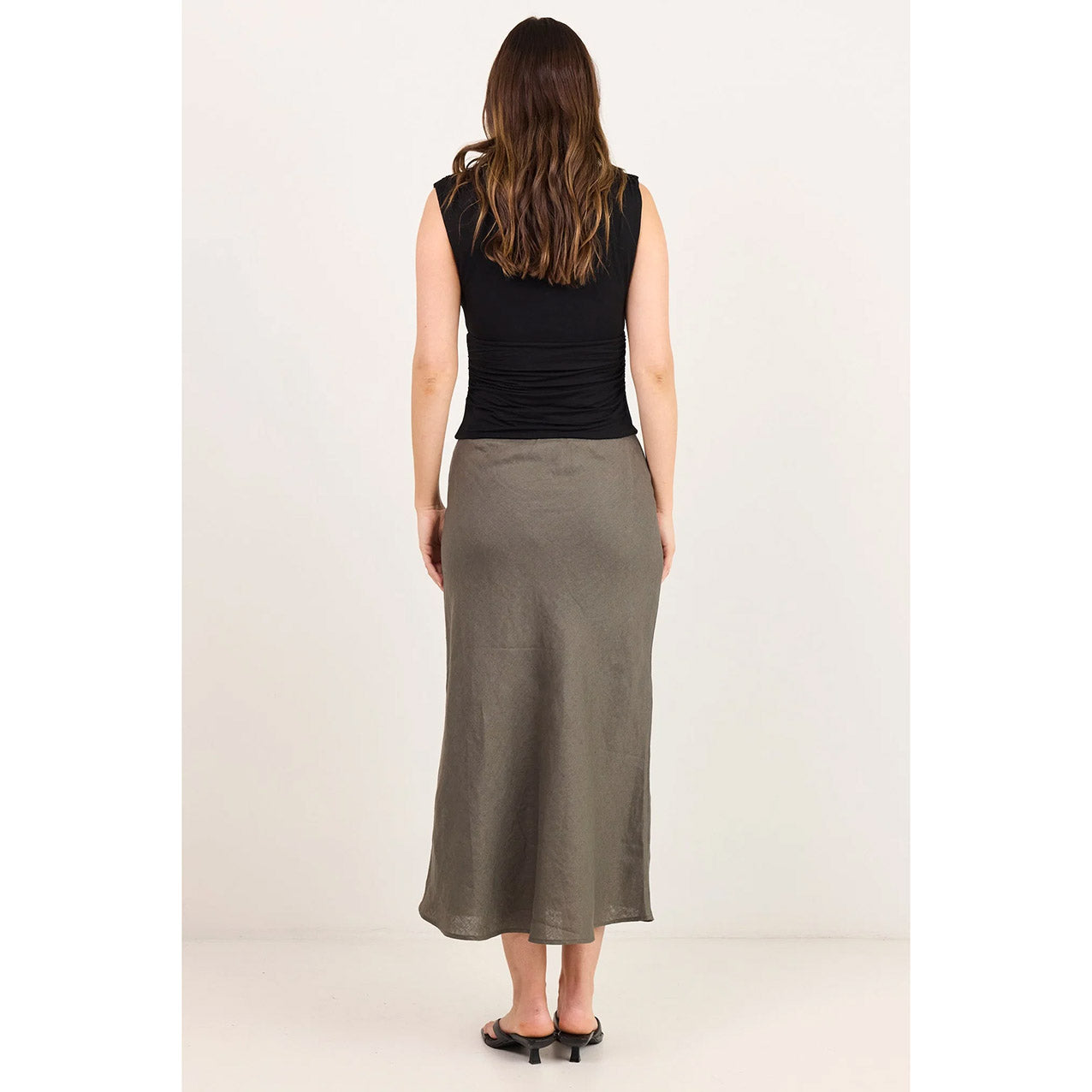 Bliss Dark Olive Linen Skirt