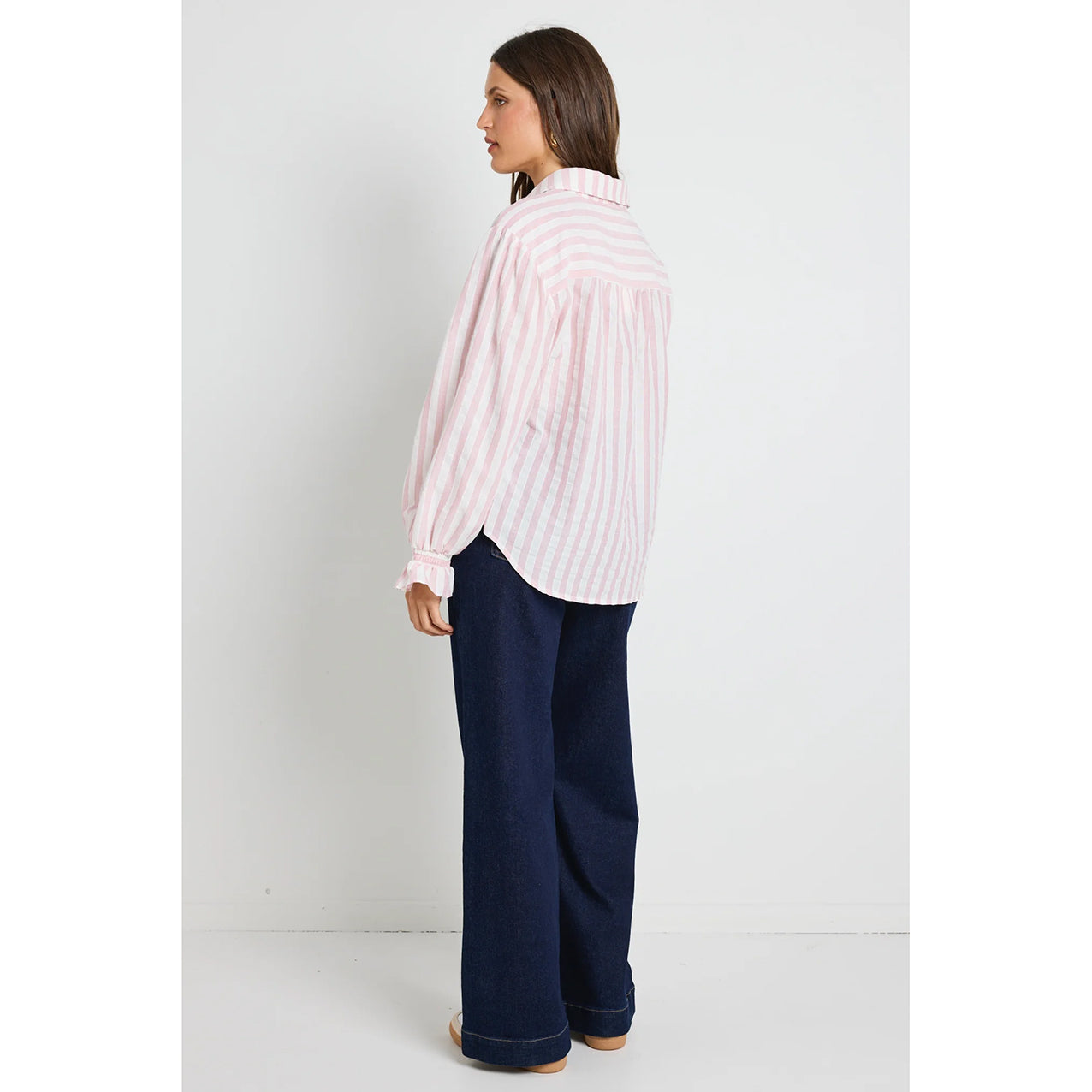 Connection Pink Stripe Button Front Blouse