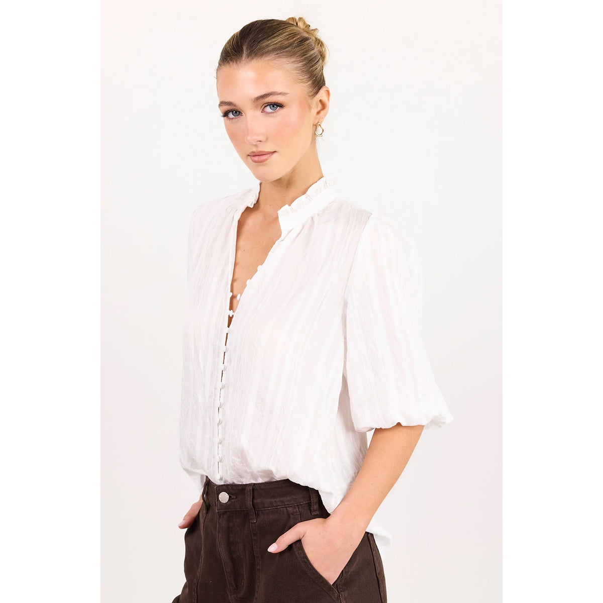 Continuance Ivory Self Stripe Top