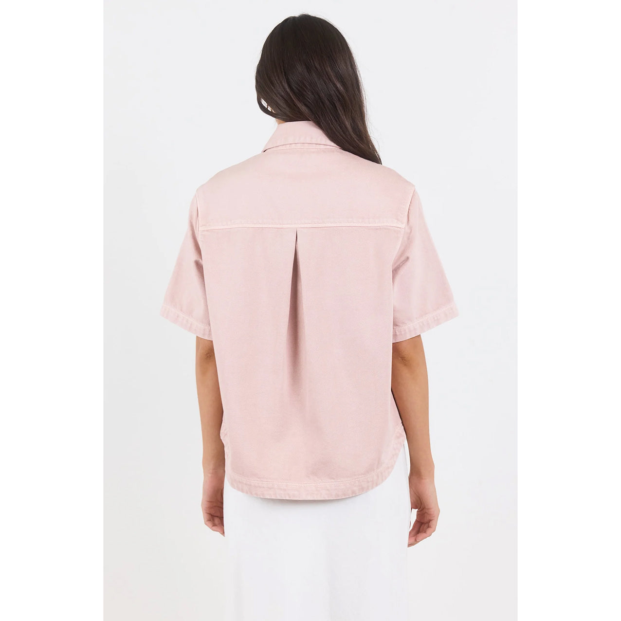 Crucial Pink Denim Short Sleeve Shacket