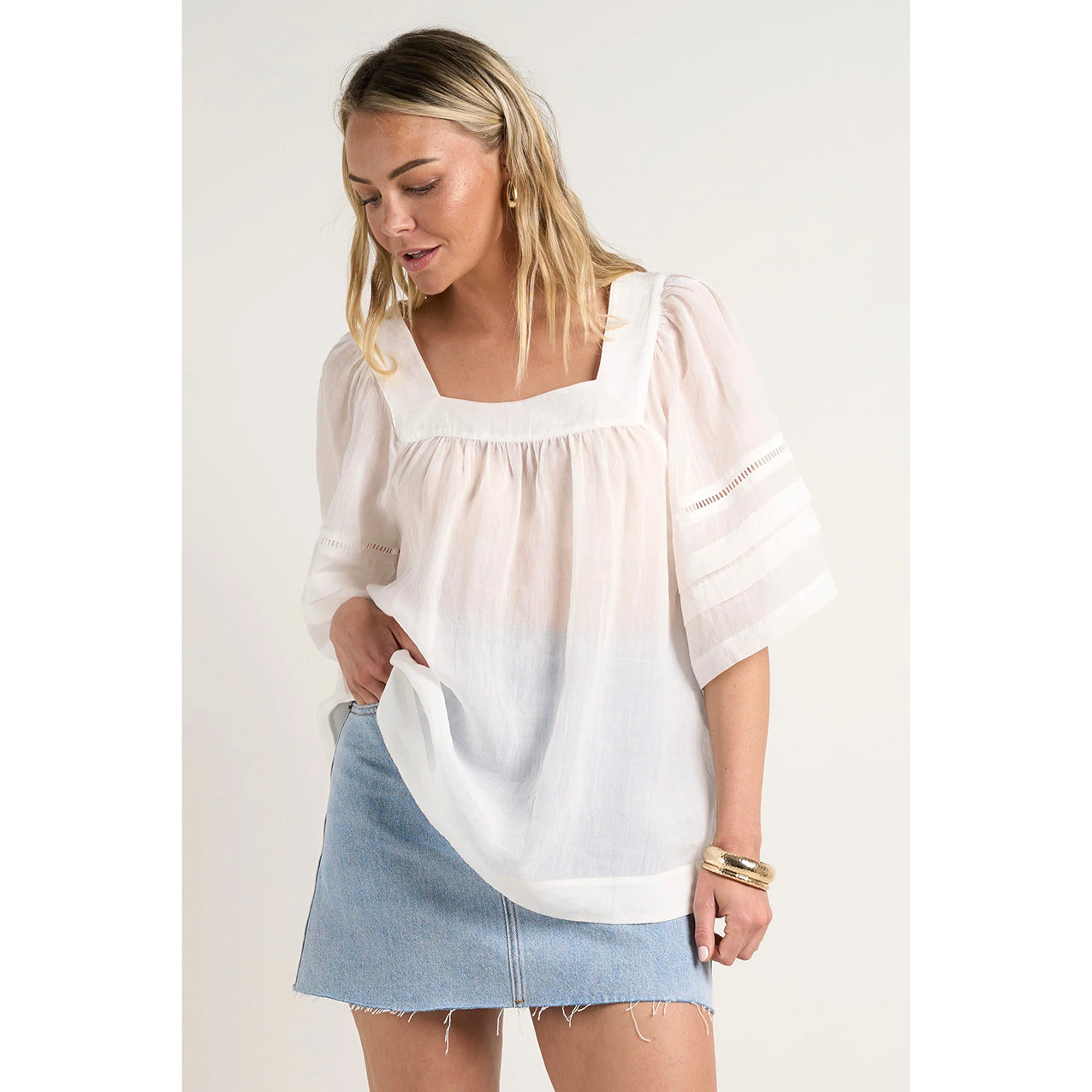 Cultured Ivory Square Neck Top