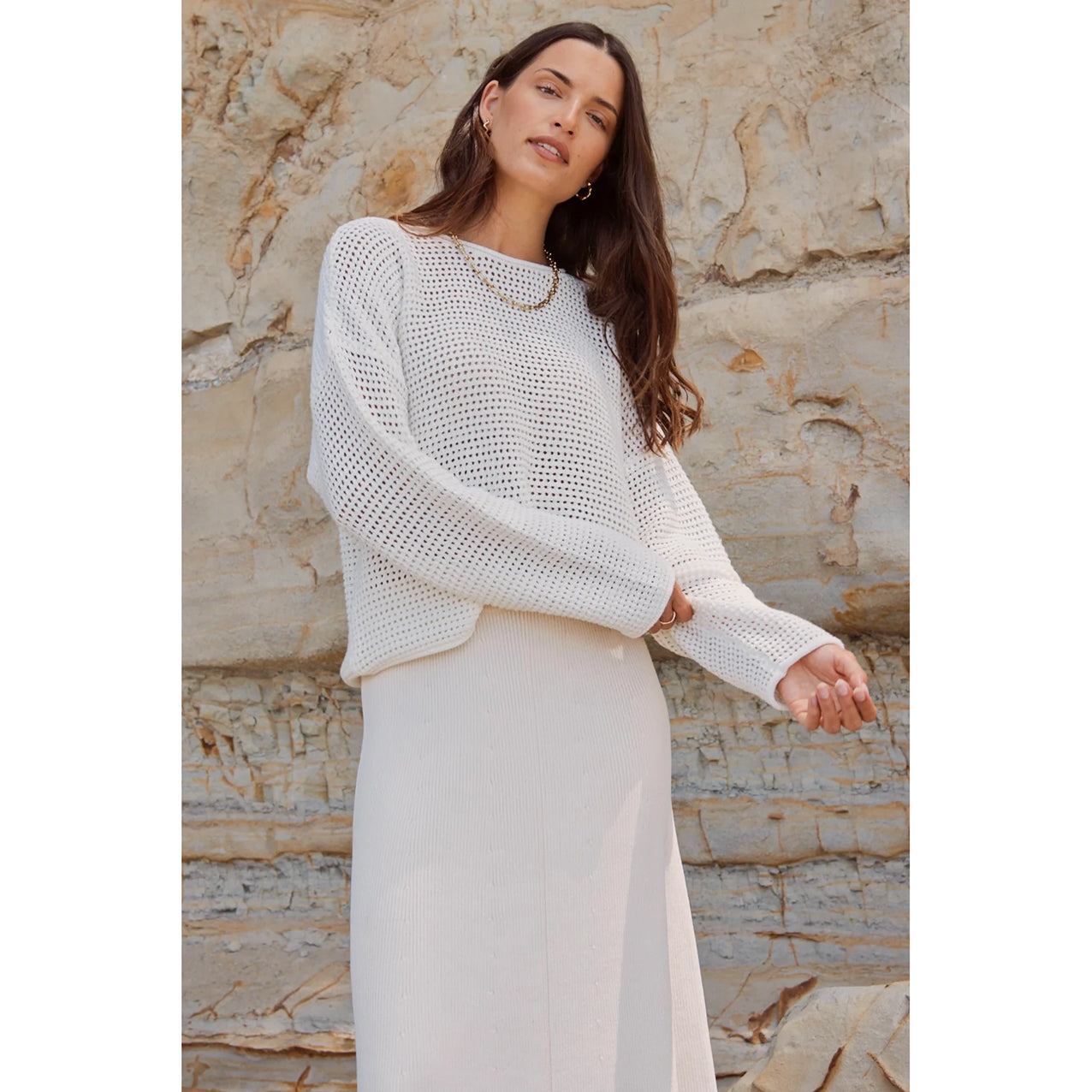 Daytime Ivory LS Cotton Jumper