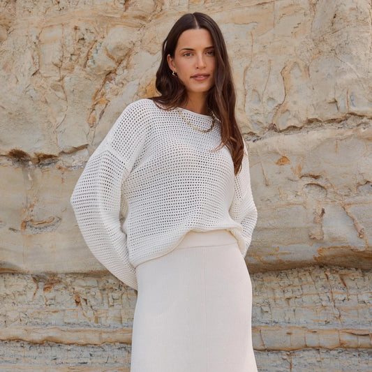 Dawn Ivory Crochet Knit Jumper