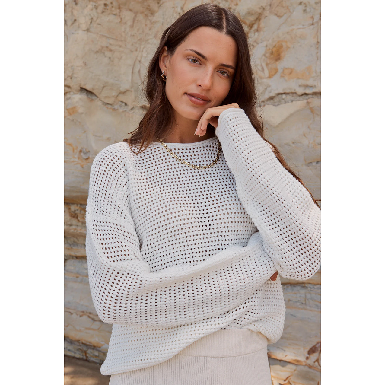 Dawn Ivory Crochet Knit Jumper