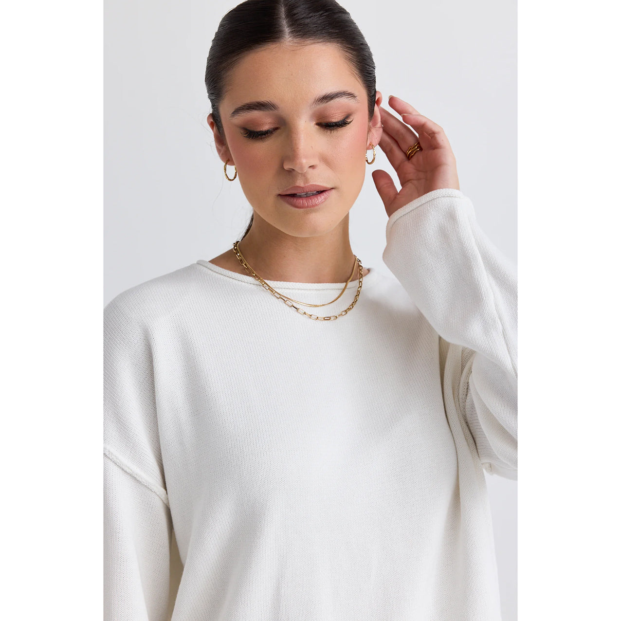 Daytime Ivory LS Cotton Jumper