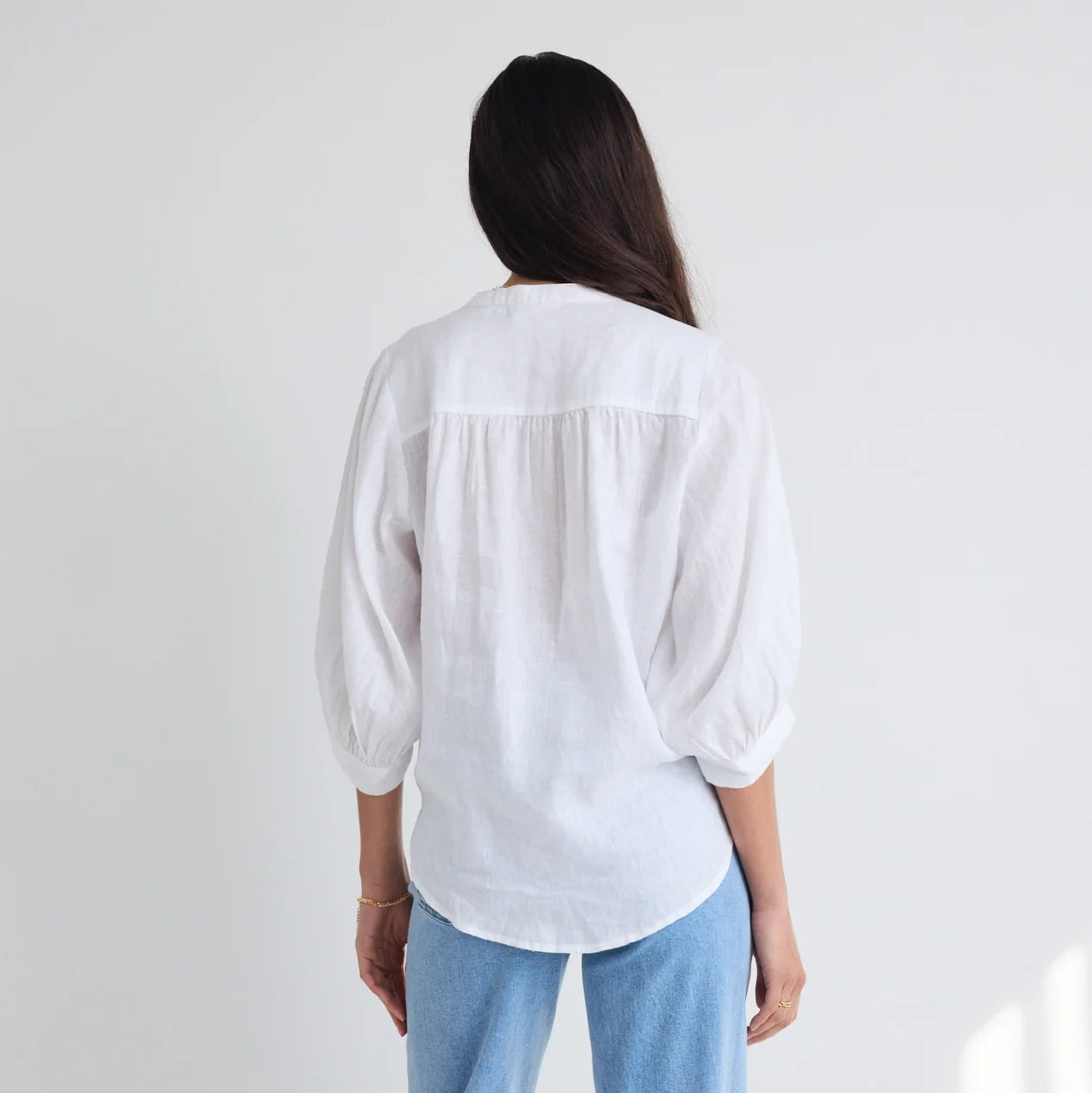 Deity White Linen Button Through Blouse