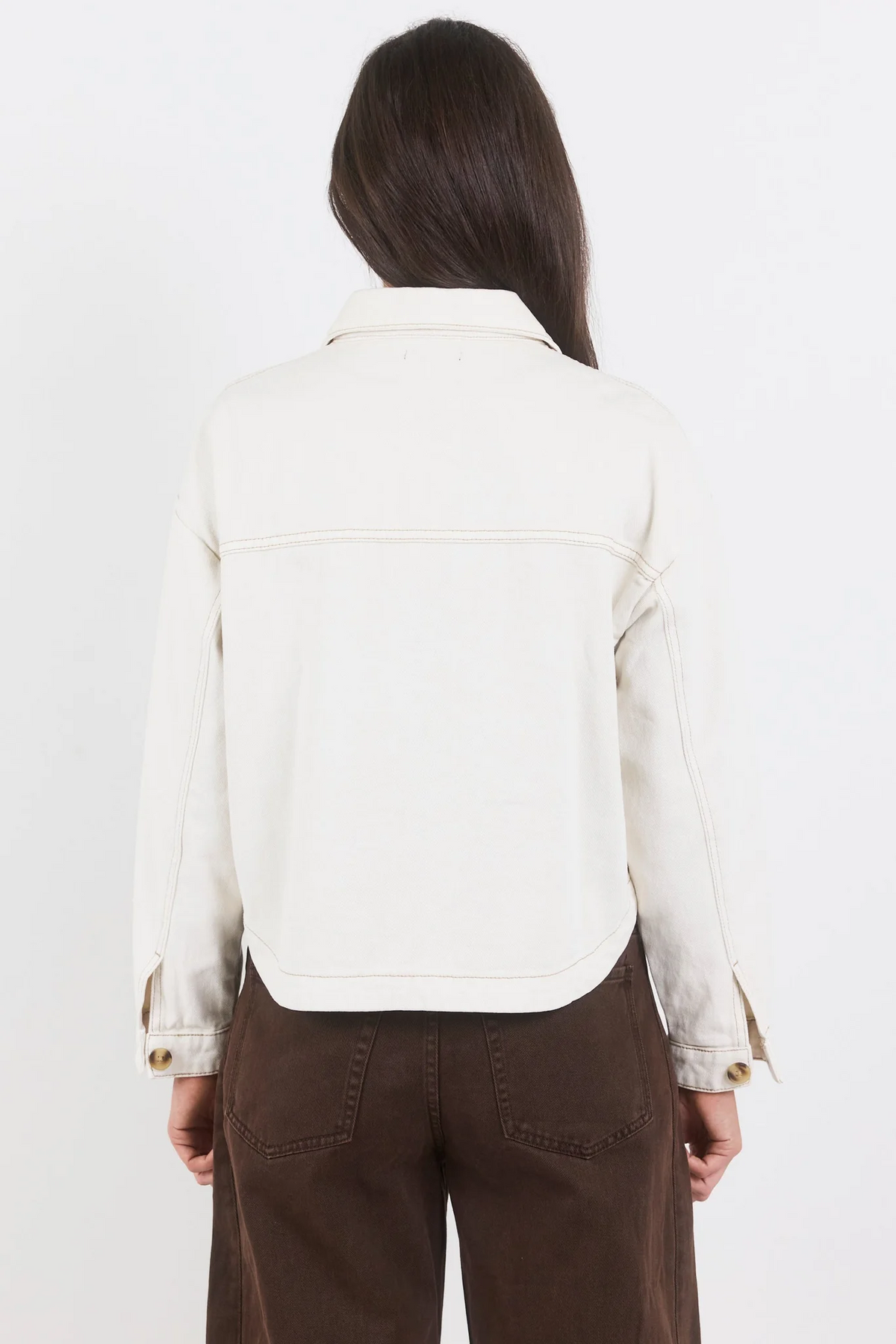 Echo Ecru Patch Pocket Denim Jacket