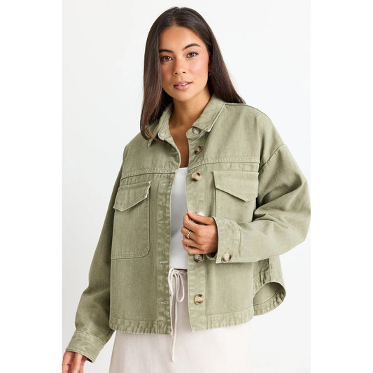 Echo Khaki Patch Pocket Denim Jacket