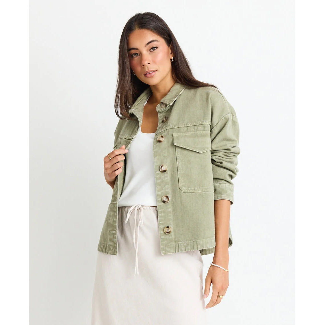 Echo Khaki Patch Pocket Denim Jacket