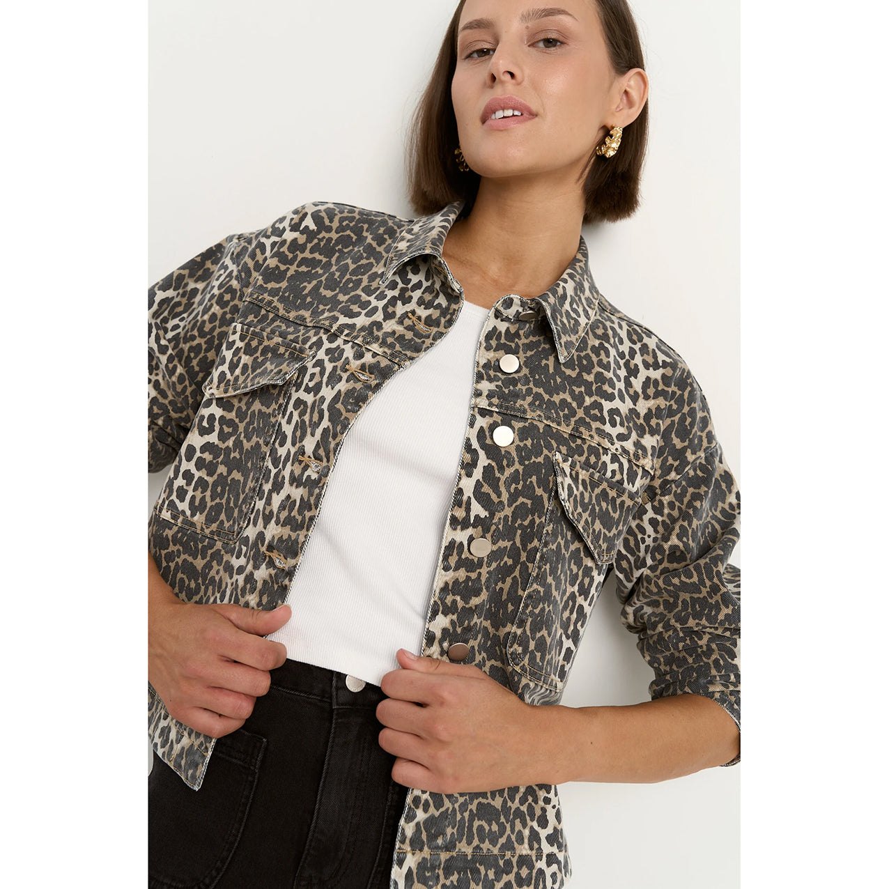 Echo Leopard Print Denim Jacket