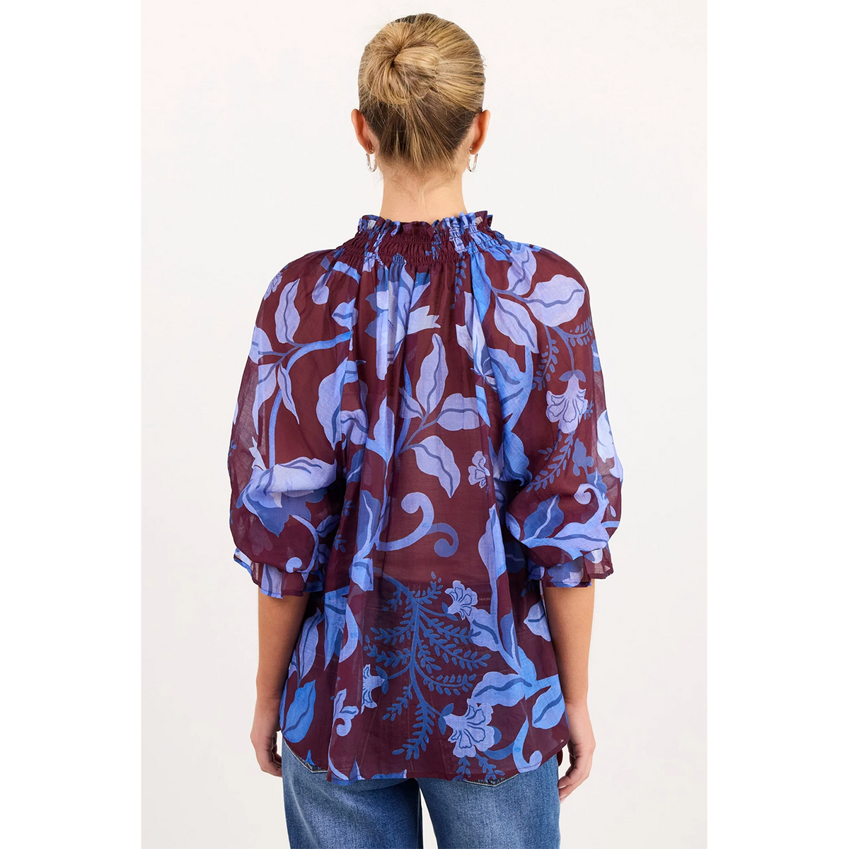 Expedition Burgundy Blue Floral Top