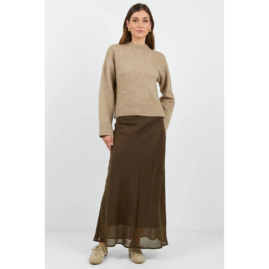 Sahara Chocolate Luxe Linen Blend Skirt
