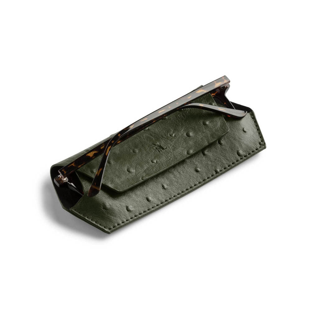 F&L Glasses Case Ostrich Print Olive