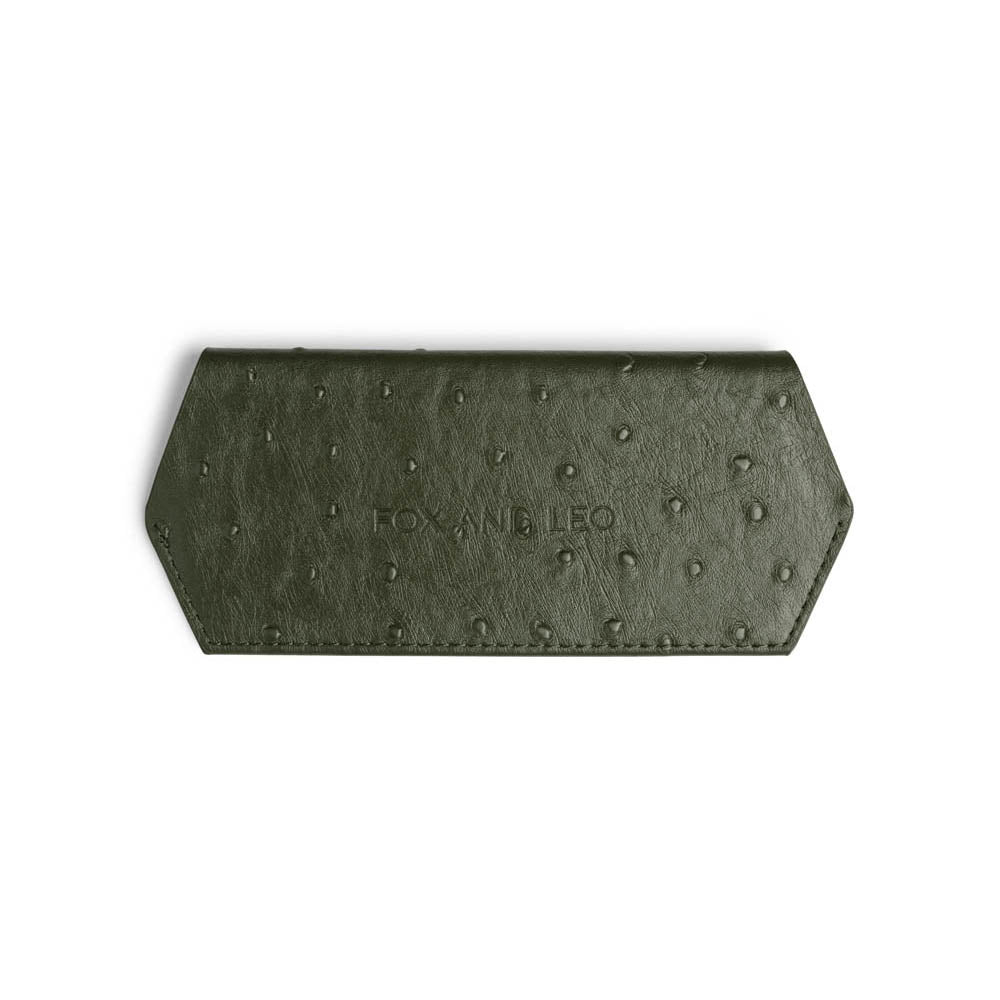 Leo + Fox Glasses Case Olive Ostrich