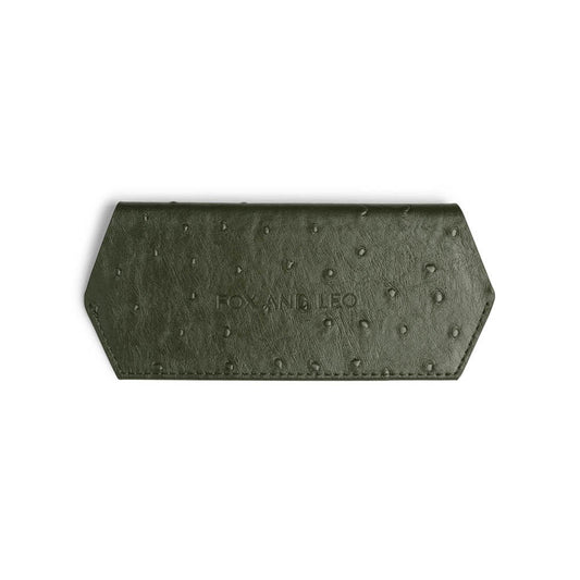 Leo + Fox Glasses Case Olive Ostrich