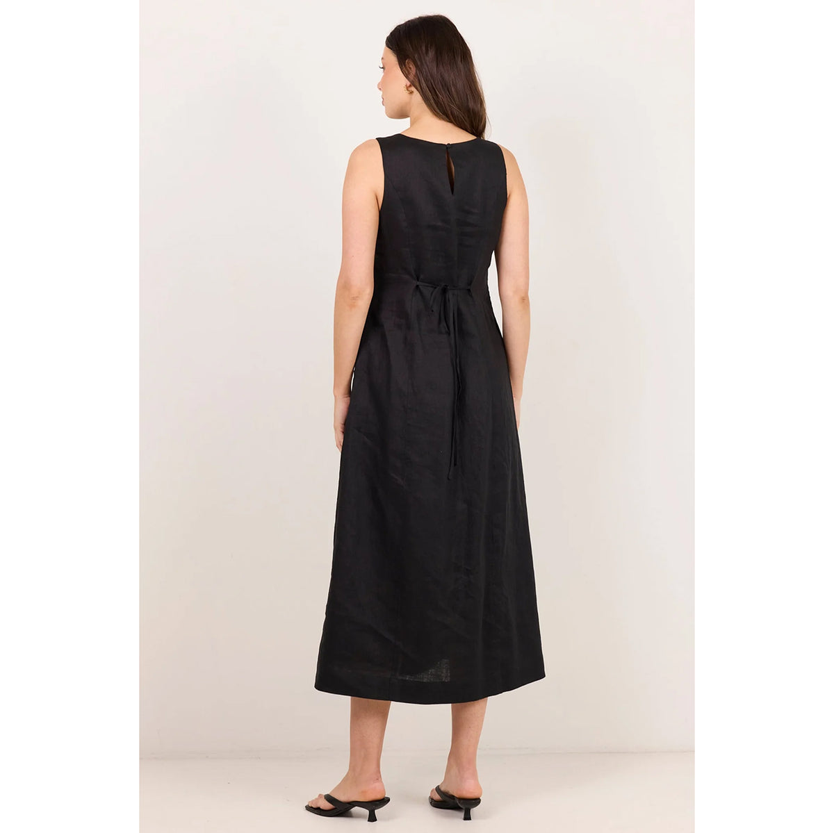 Future Black Linen Midi Dress
