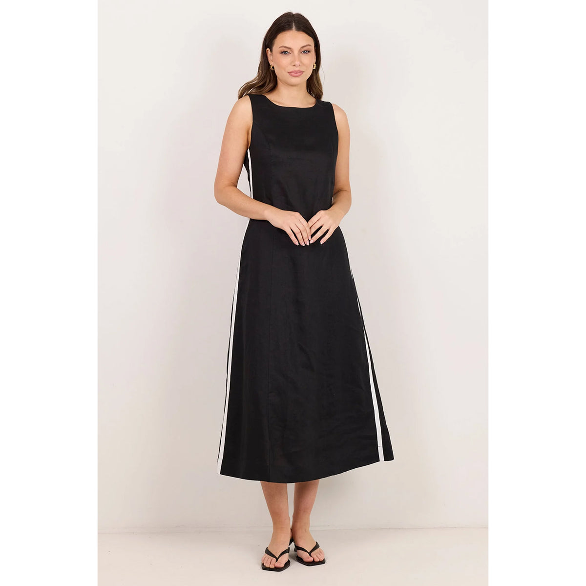 Future Black Linen Midi Dress