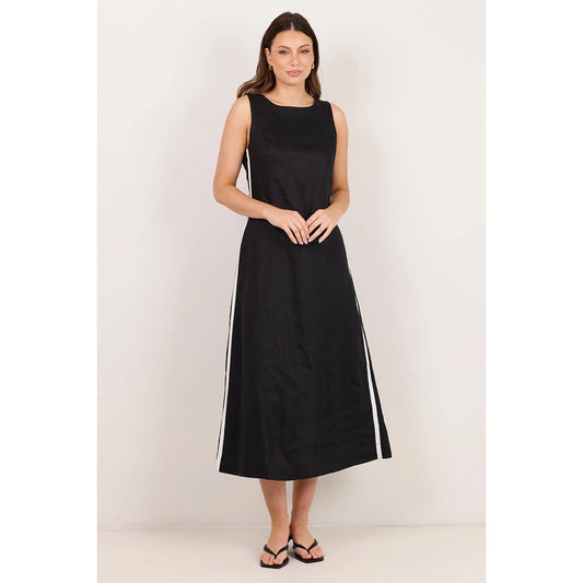 Future Black Linen Midi Dress