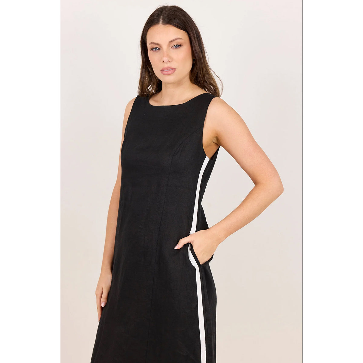 Future Black Linen Midi Dress