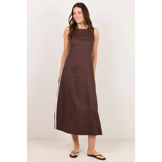 Future Dark Chocolate Linen Midi Dress