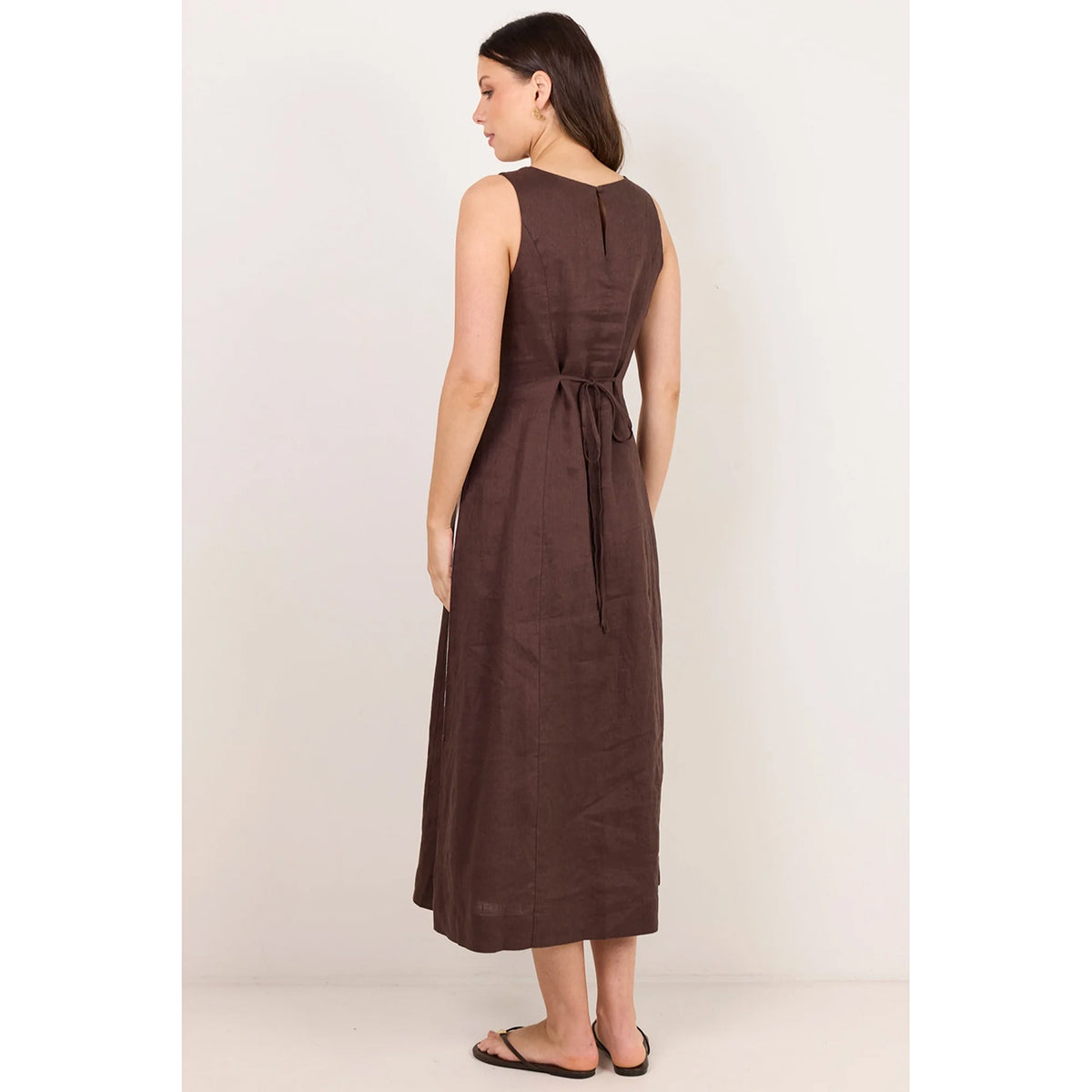 Future Dark Chocolate Linen Midi Dress