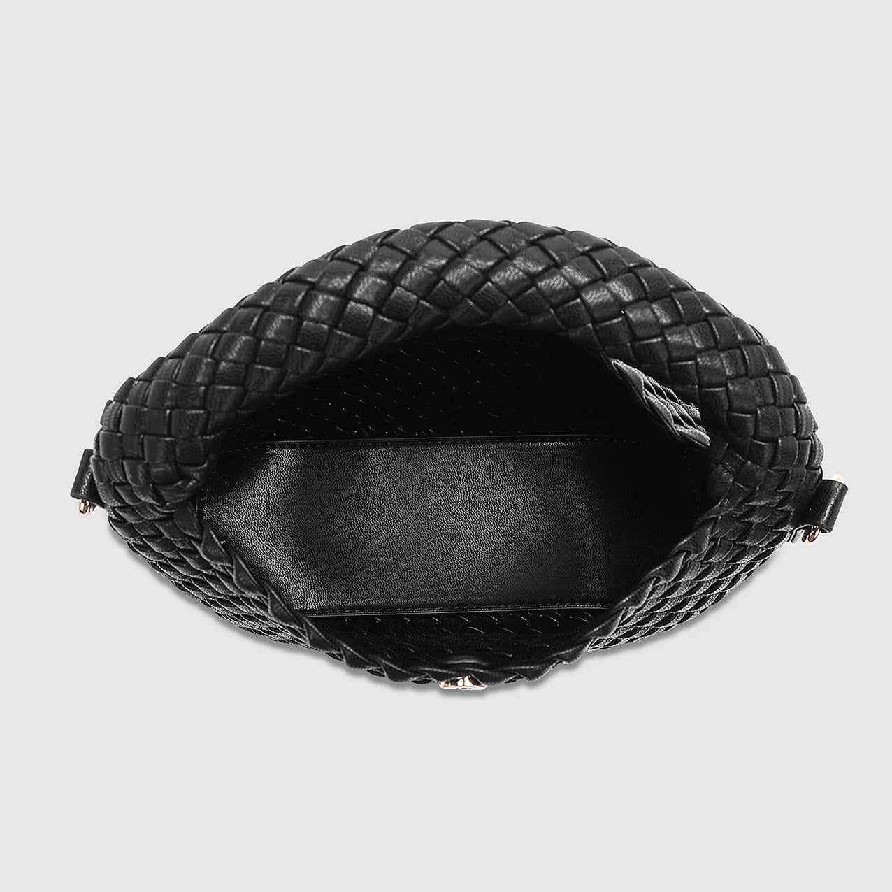 Gabby Mini Woven Shoulder Bag Black