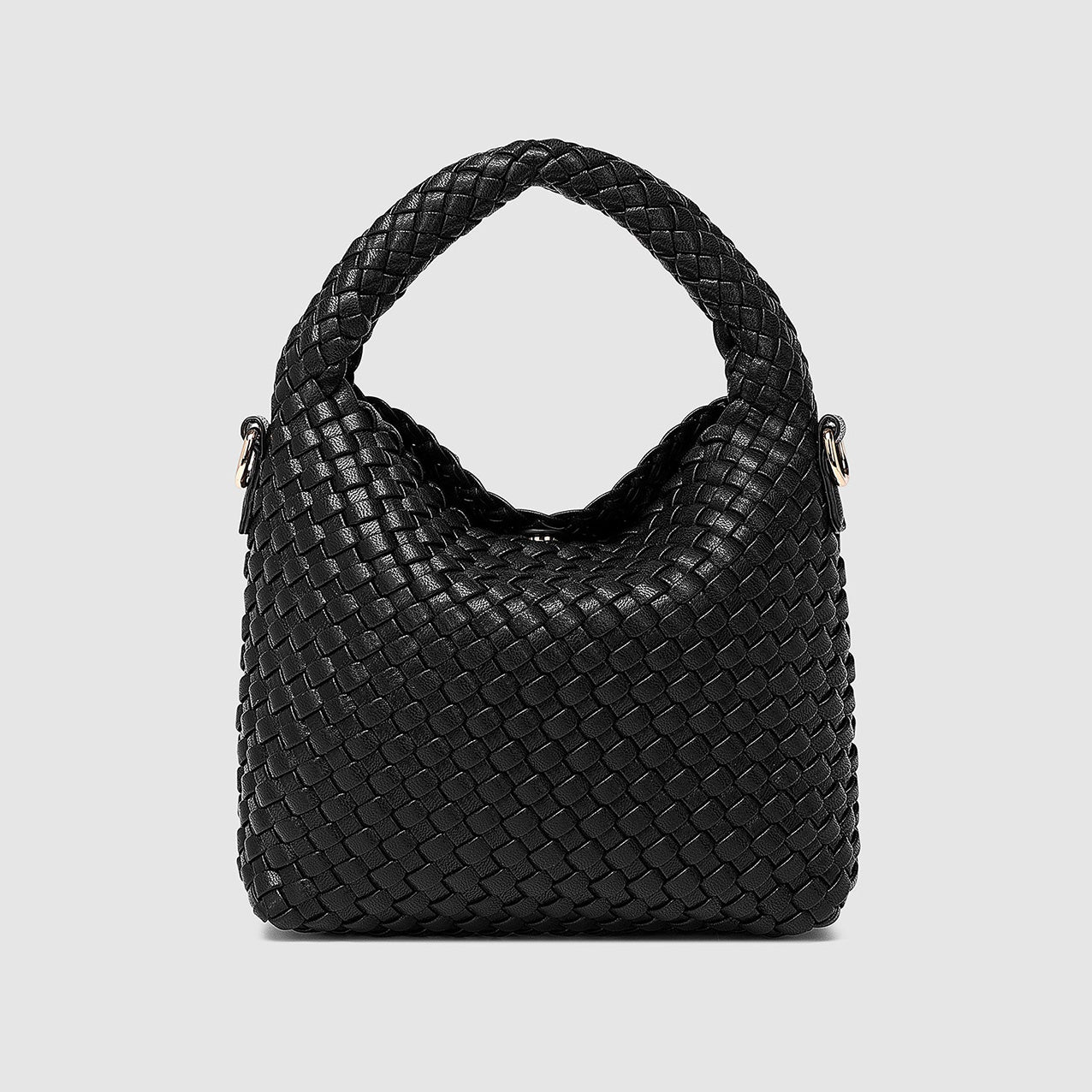 Gabby Mini Woven Shoulder Bag Black