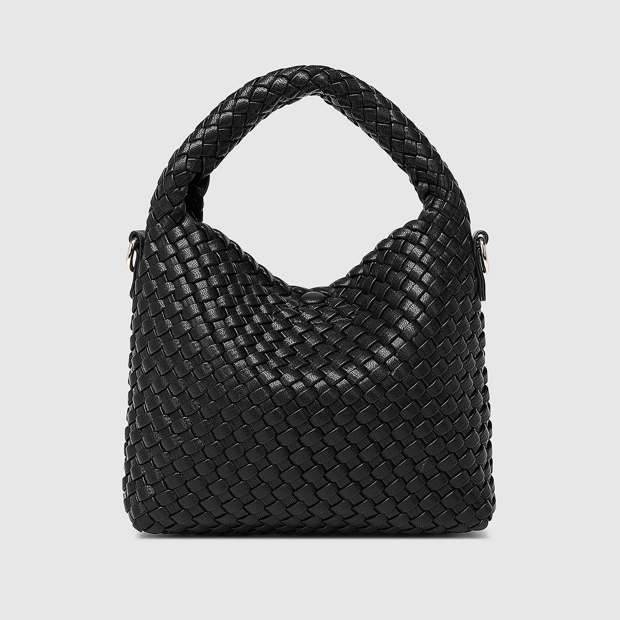 Gabby Mini Woven Shoulder Bag Black