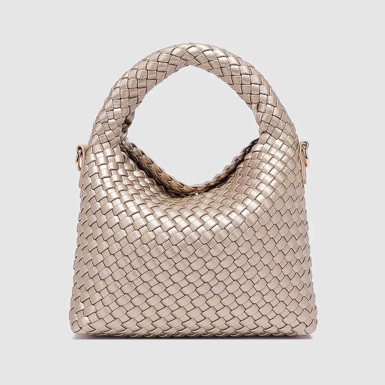 Gabby Mini Woven Shoulder Bag Pink Champagne