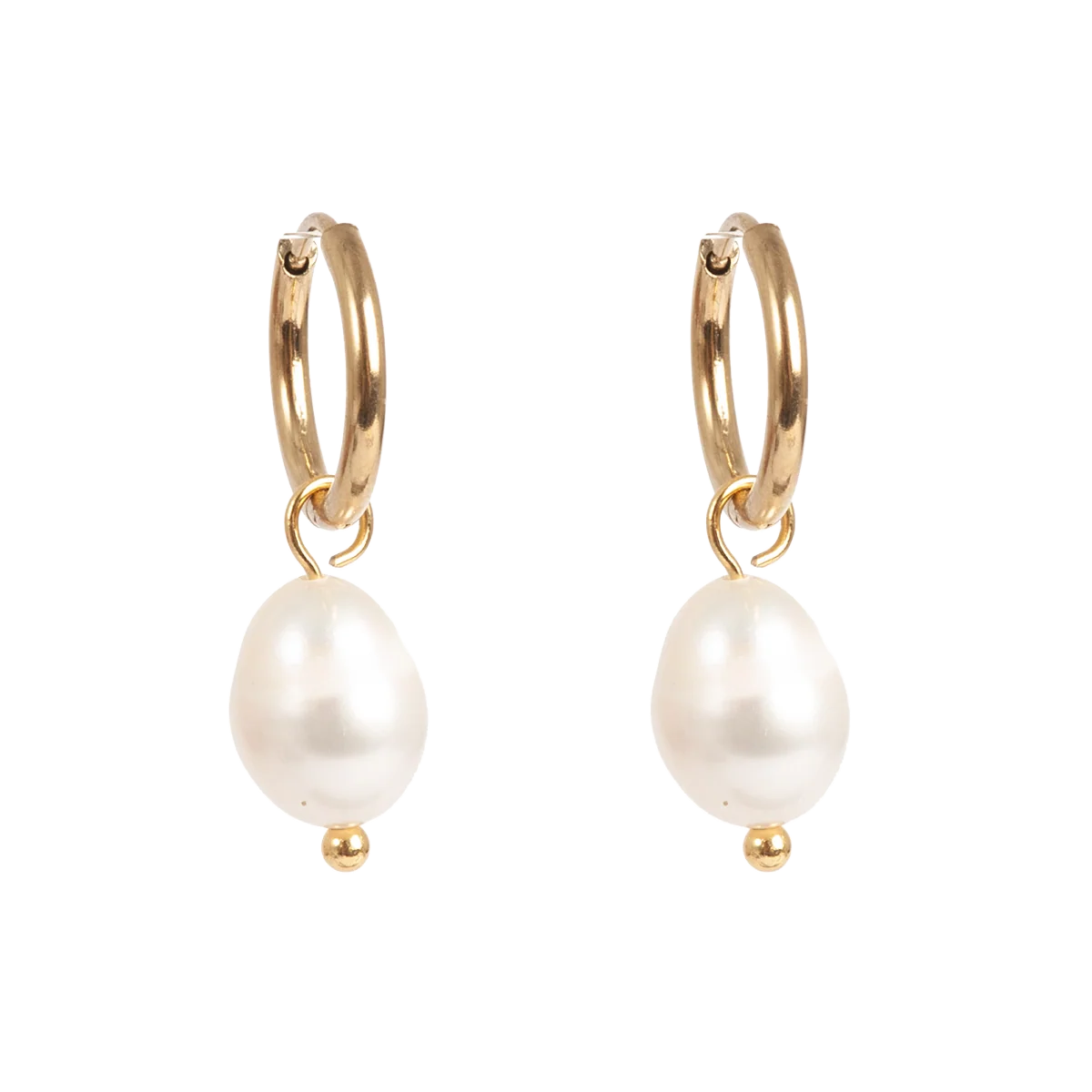 Gold Hoop Pearl Earrings