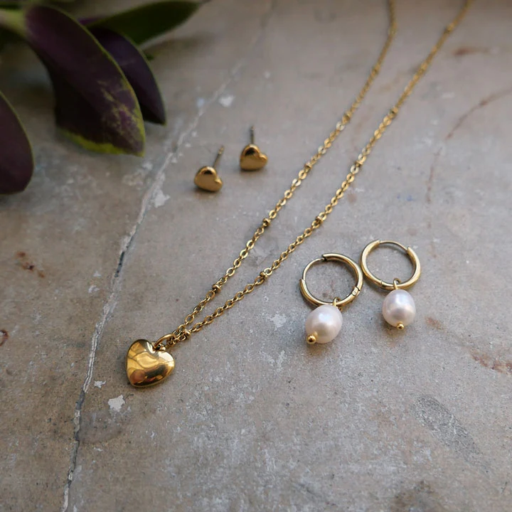 Gold Hoop Pearl Earrings