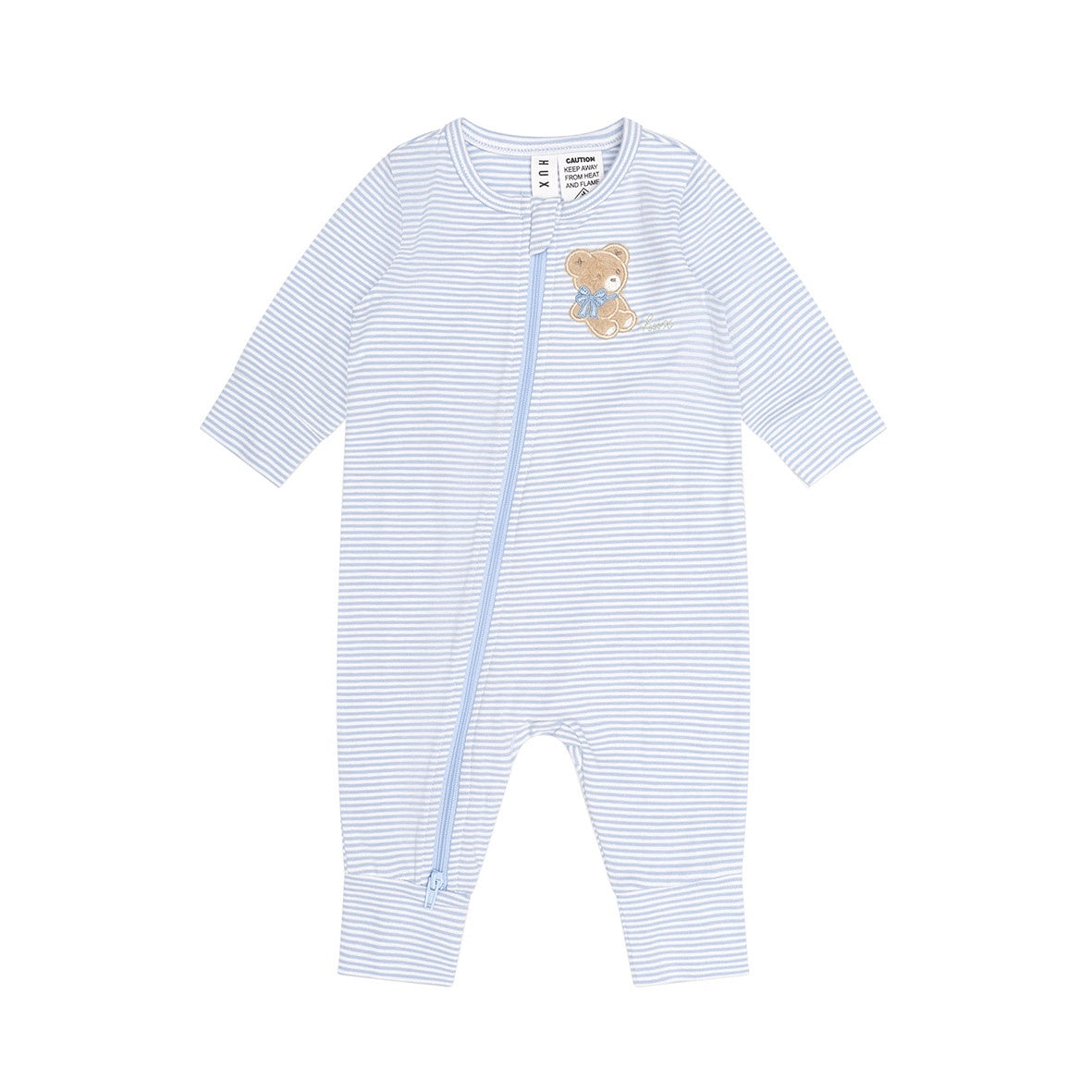 Bow Hux Stripe Zip Romper Blue